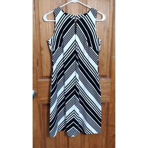 The Limited Dress XS Black White Striped Sleeveless Career Knee Length Pencil